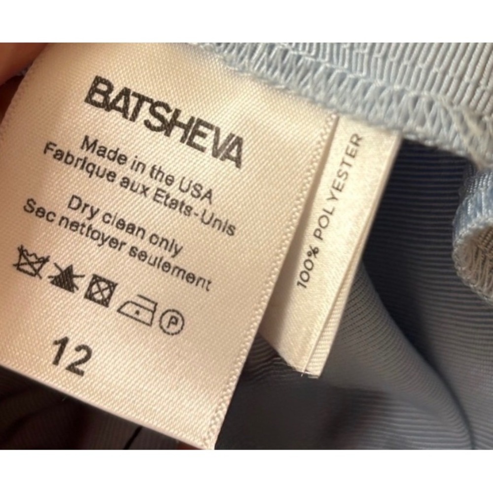 Batsheva Tiered Midi Skirt Size 12 Blue Elastic Waist Made in USA MSRP $395 - Picture 3 of 5